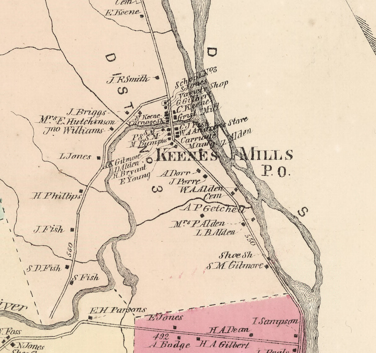 1873 Map of Turner Township Androscoggin County Maine