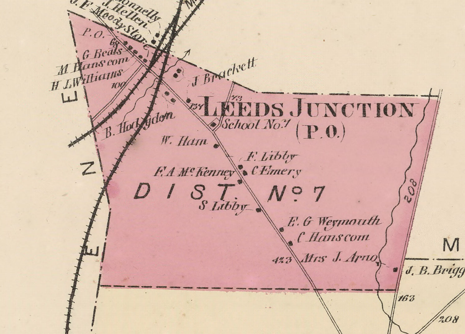 1873 Map of Wales Township Androscoggin County Maine