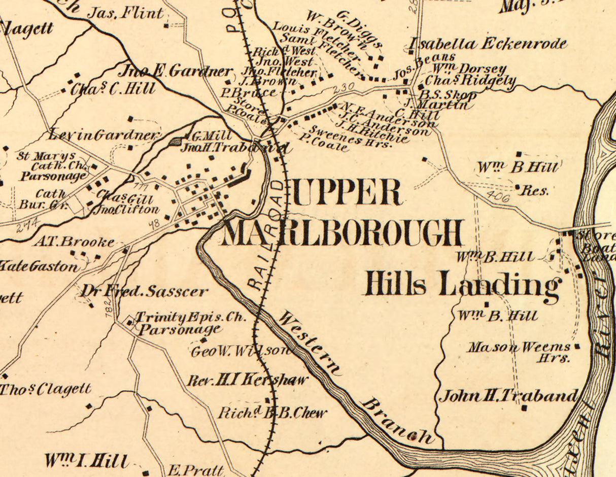 1879 Map of Upper Marlborough District Montgomery County Maryland