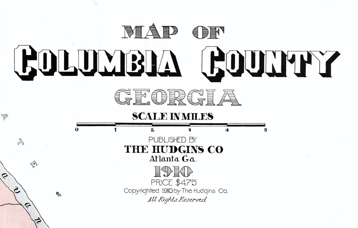 1910 Map of Columbia County Georgia