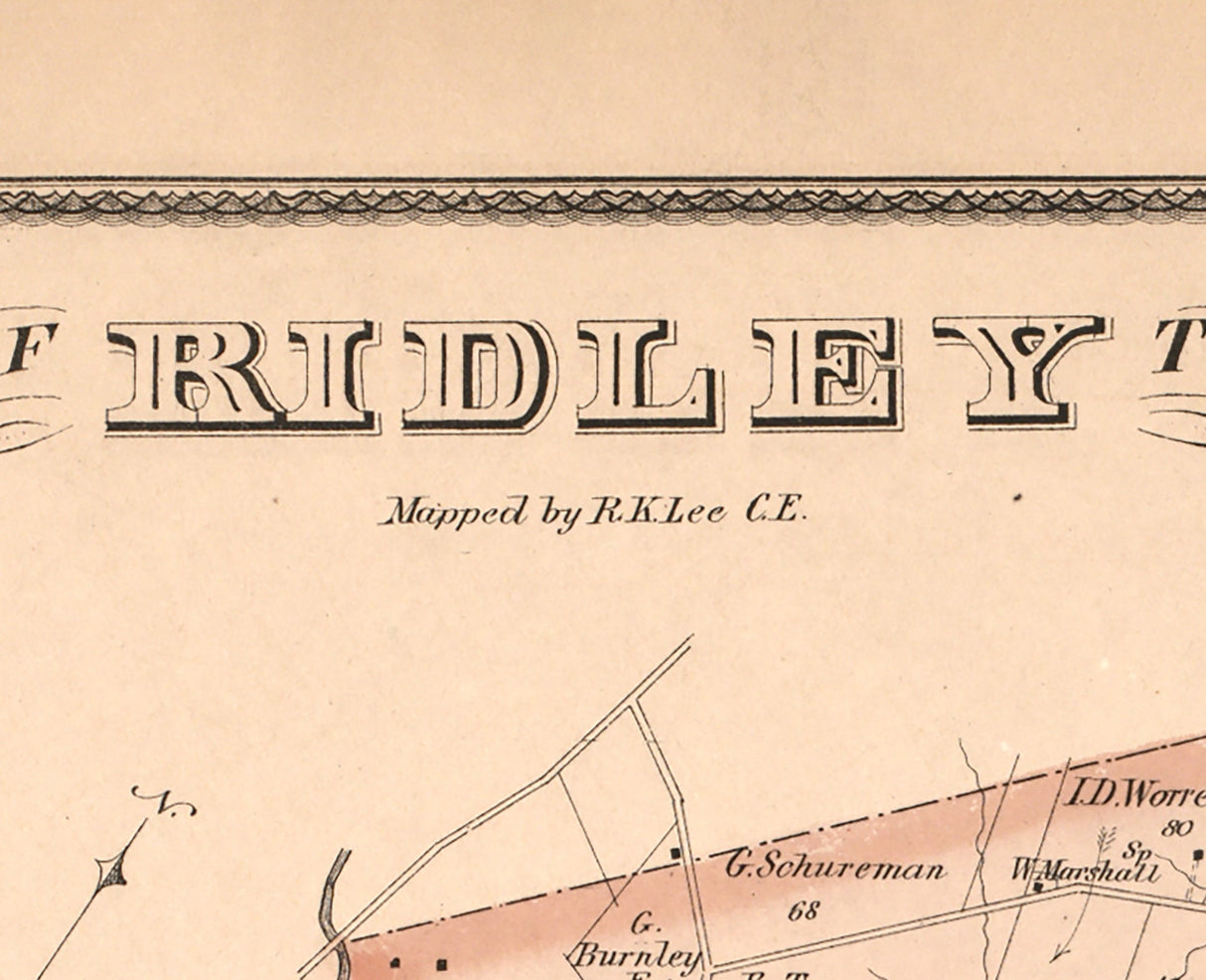 1875 Map of Ridley Township Delaware County Pennsylvania