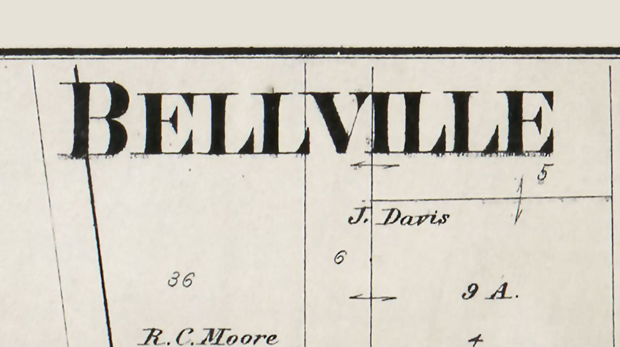 1866 Map of Bellville Hendricks County Indiana