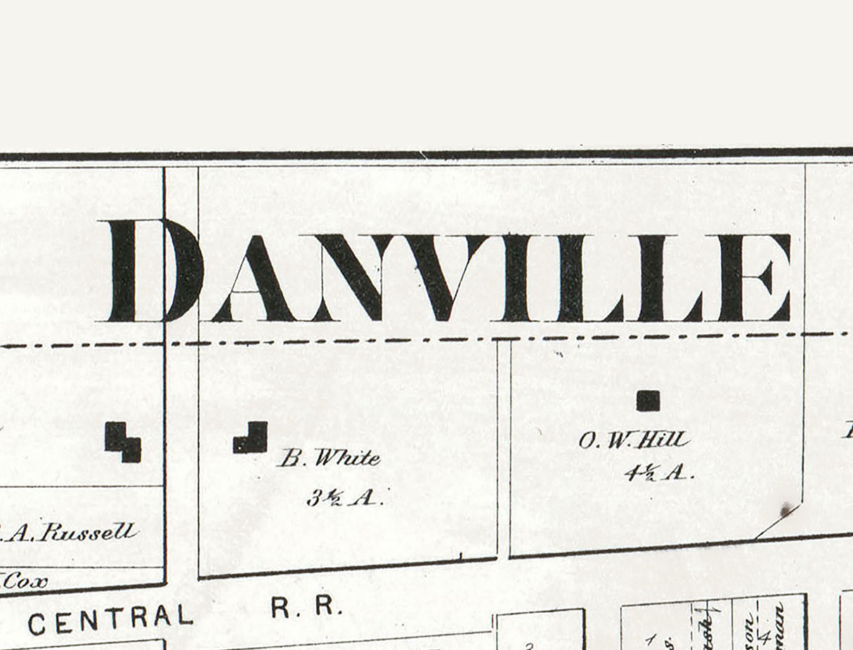 1866 Map of Danville Hendricks County Indiana
