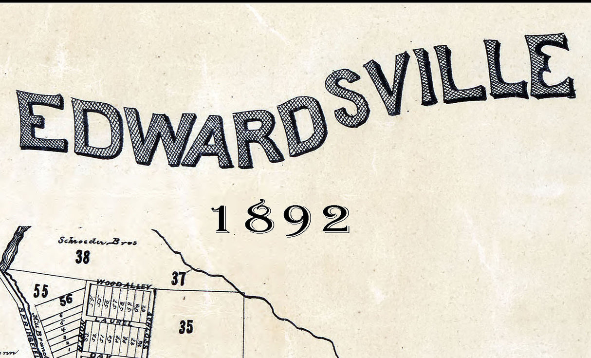 1892 Map of Edwardsville Madison County Illinois