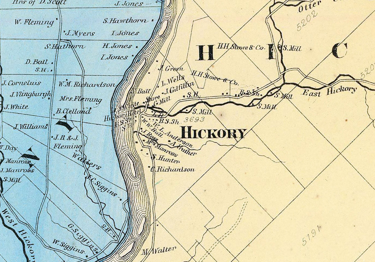 1865 Map of Harmony Hickory Kingsley and Tionesta Township Venango County Pa