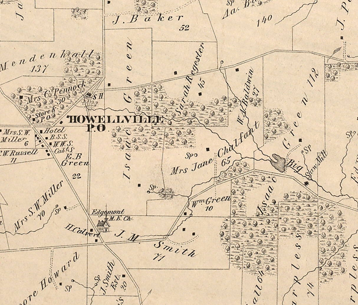 1875 Map of Edgmont Township Delaware County Pennsylvania