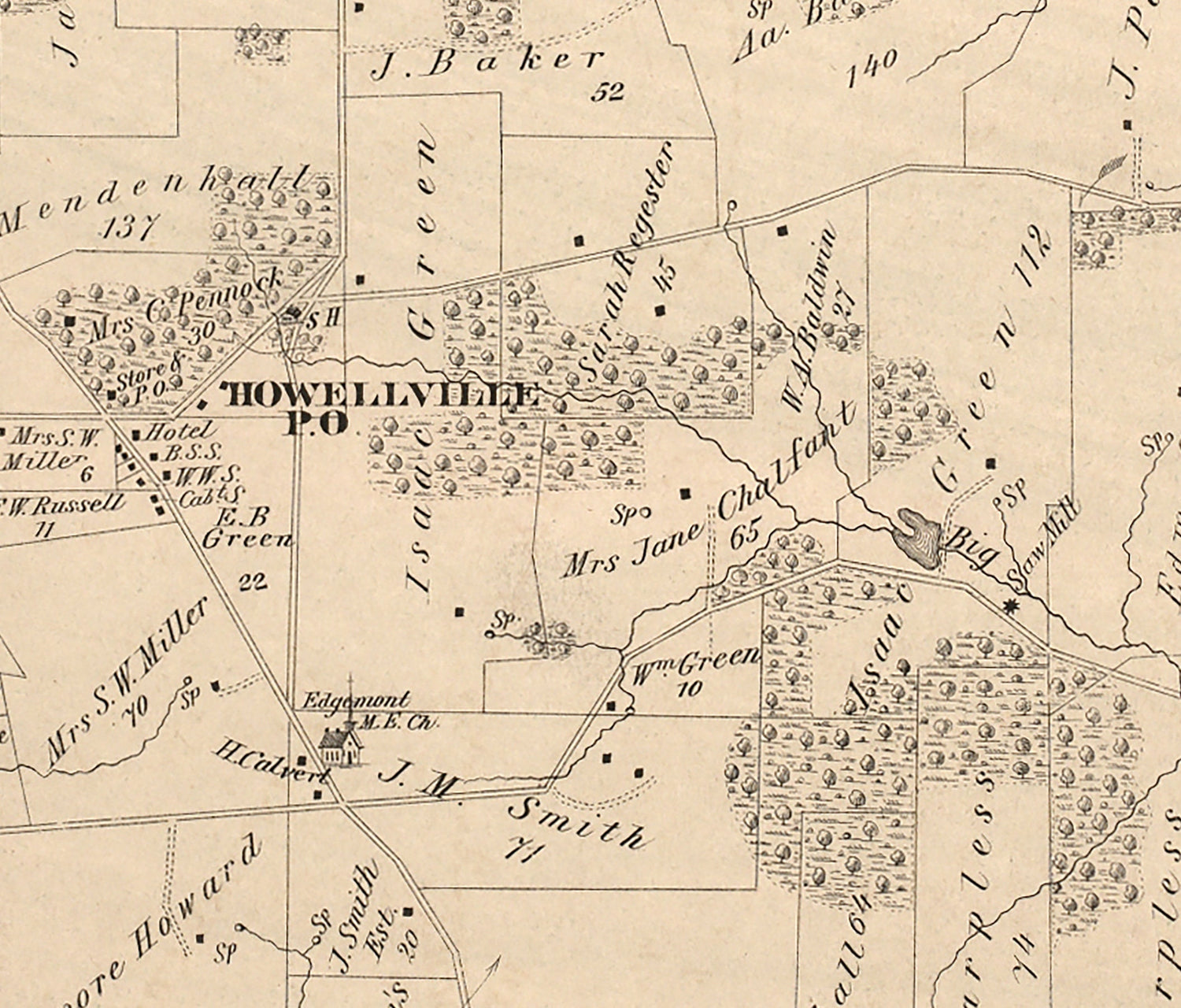 1875 Map of Edgmont Township Delaware County Pennsylvania