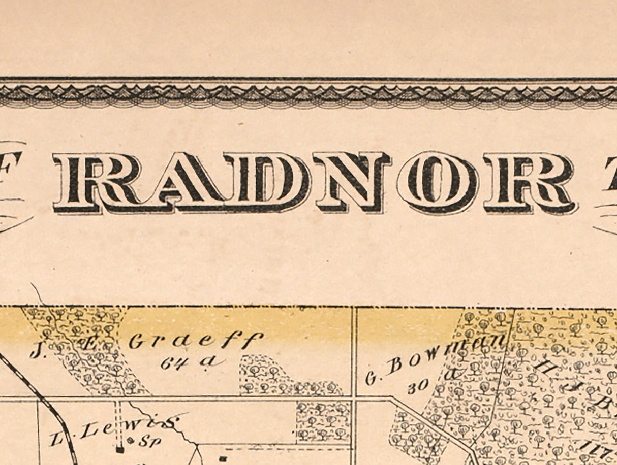 1875 Map of Radnor Township Delaware County Pennsylvania