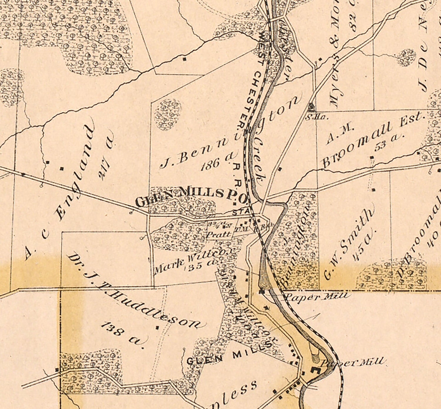 1875 Map of Thornbury Township Delaware County Pennsylvania