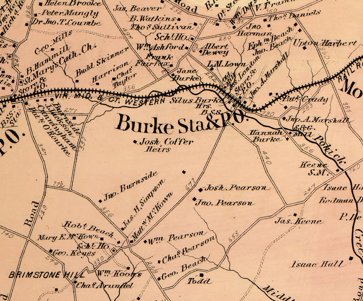 1879 Map of Lee District Fairfax County Virginia