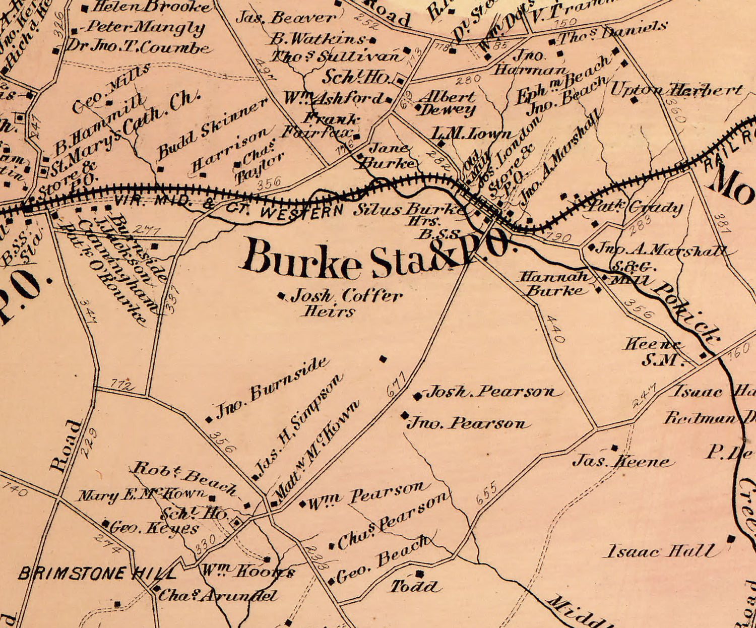 1879 Map of Lee District Fairfax County Virginia