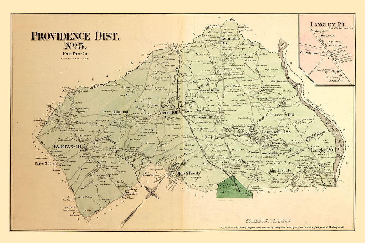1879 Map of Providence District Fairfax County Virginia