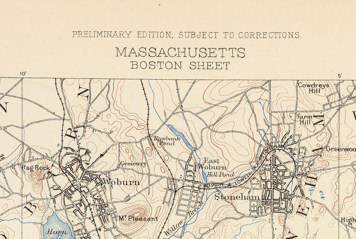 1890 Topo Map of Boston Massachusetts