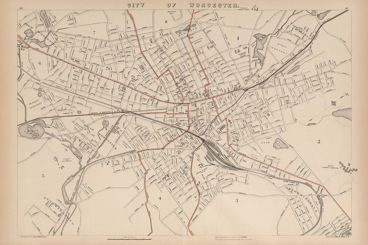 1891 Map of Worcester Massachusetts