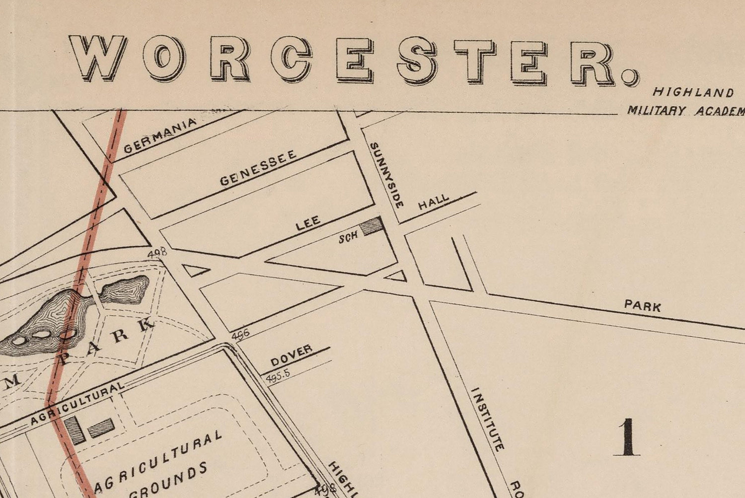 1891 Map of Worcester Massachusetts