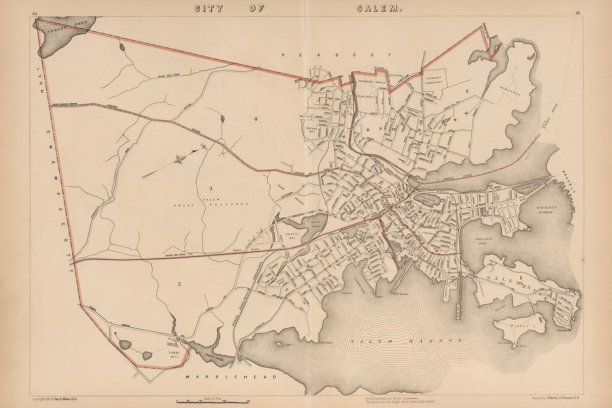 1891 Map of Salem Massachusetts