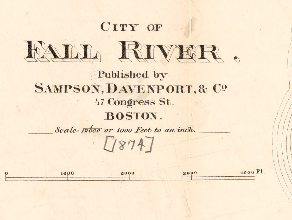 1874 Map of Fall River Massachusetts