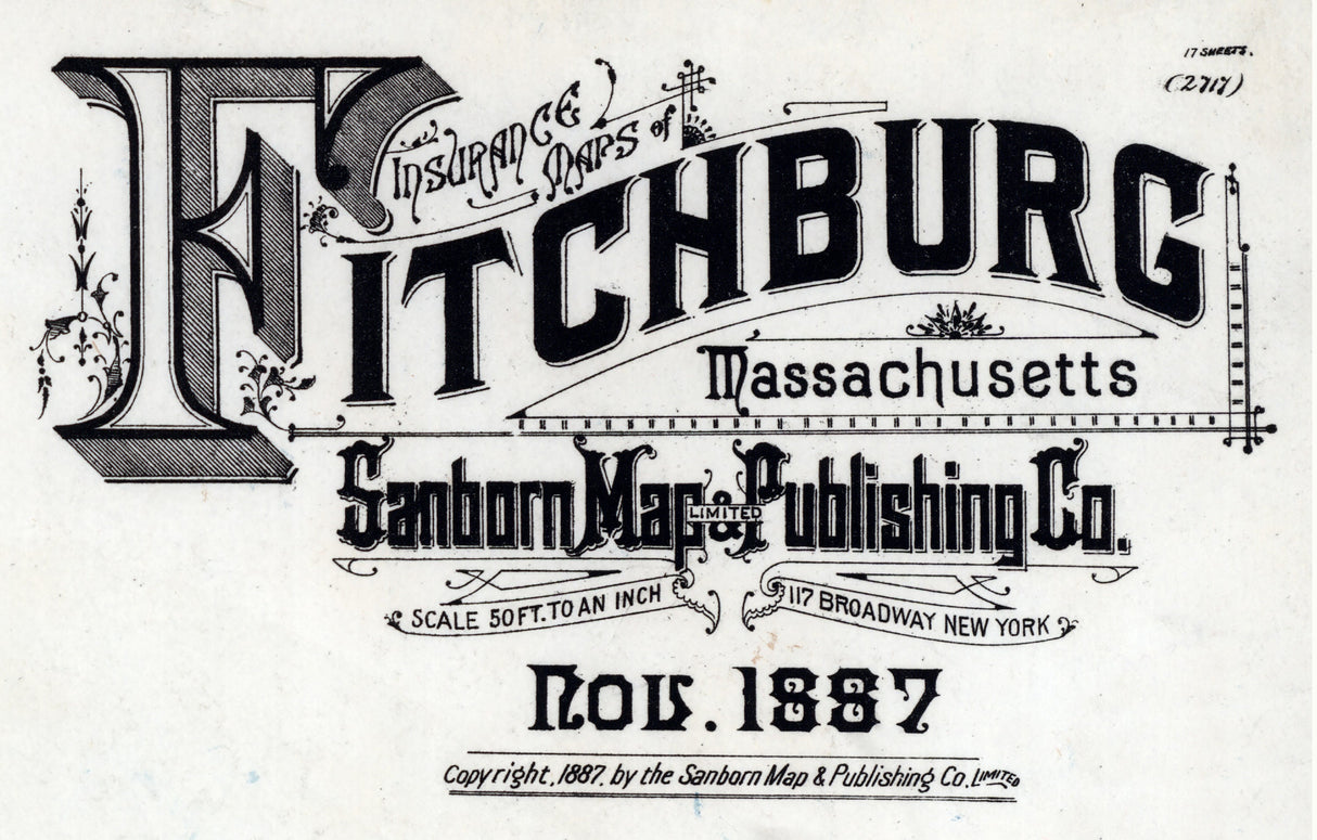 1887 Town Map of Fitchburg Worcester County Massachusetts