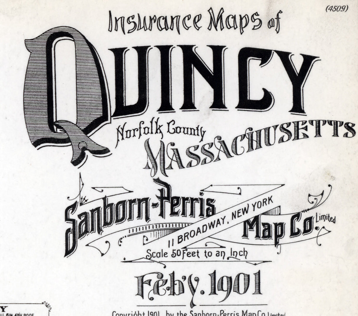 1901 Town Map of Quincy Norfolk County Massachusetts
