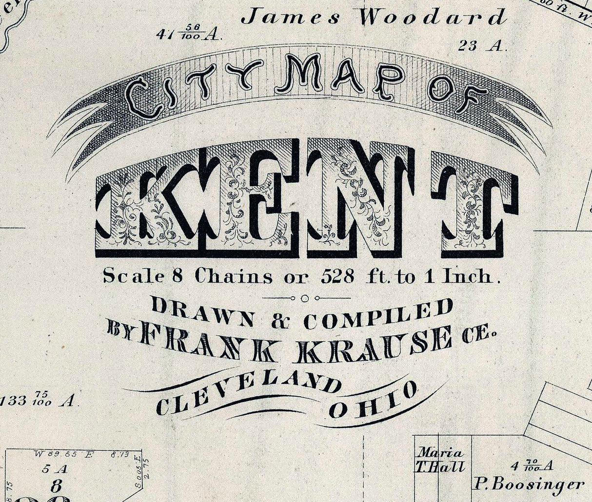 1874 Map of Kent Portage County Ohio
