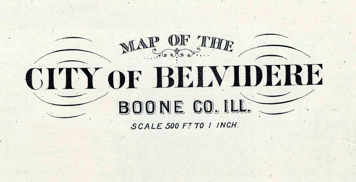 1886 Map of Belvidere Boone County Illinois
