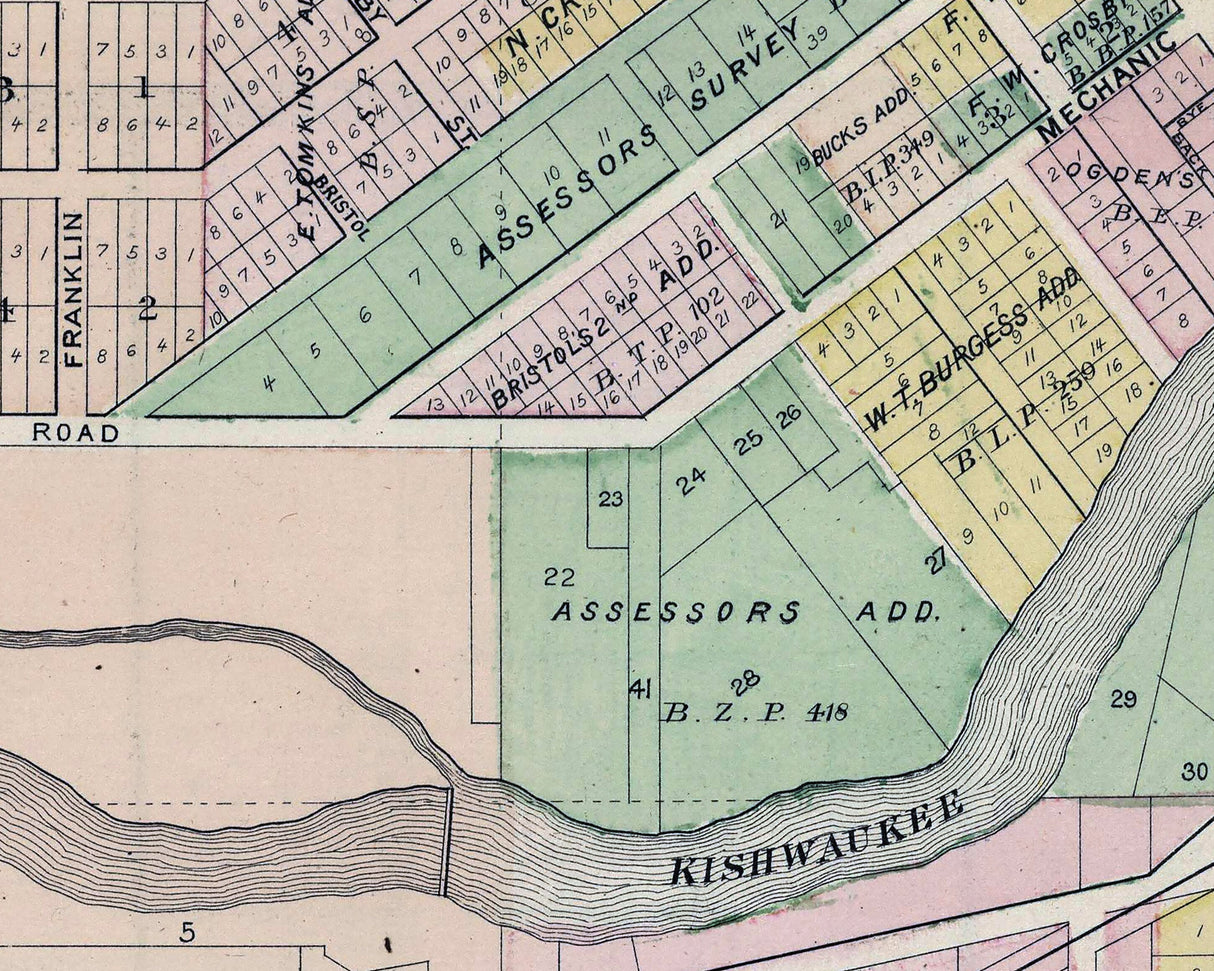 1886 Map of Belvidere Boone County Illinois