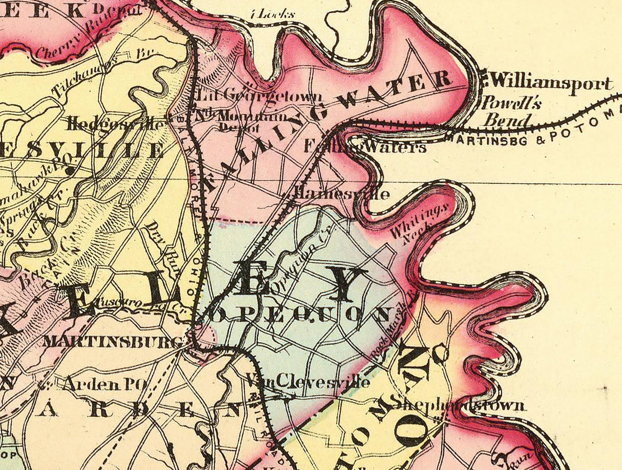 1873 Map of Morgan Berkeley and Jefferson County West Virginia
