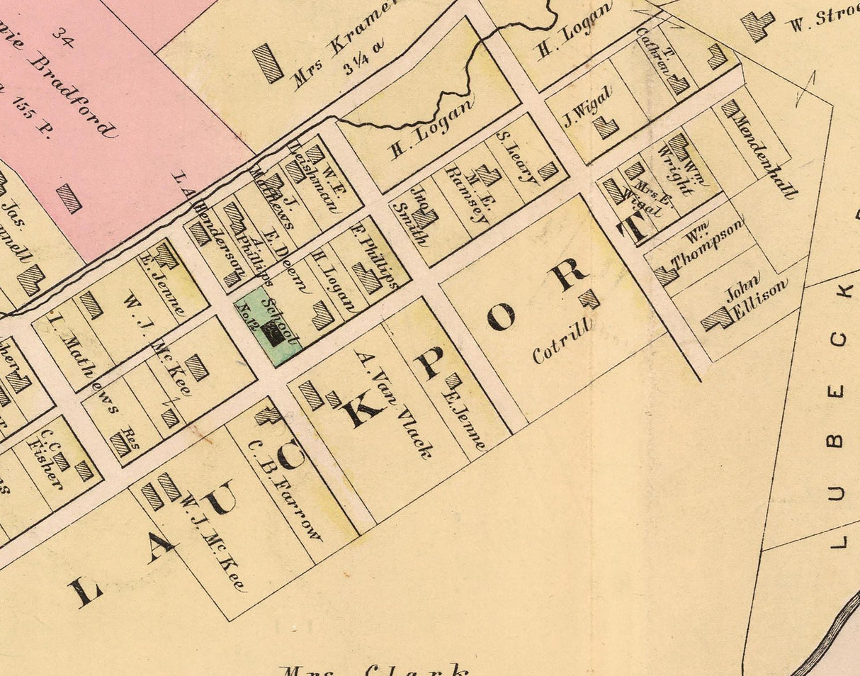 1886 Map of Newport Lauckport West Virginia