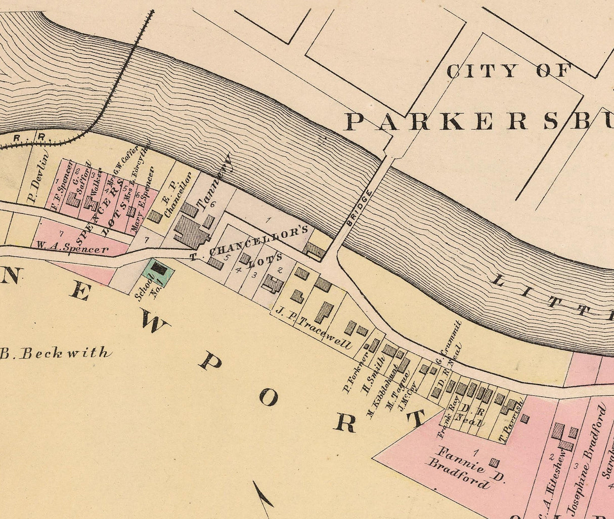 1886 Map of Newport Lauckport West Virginia