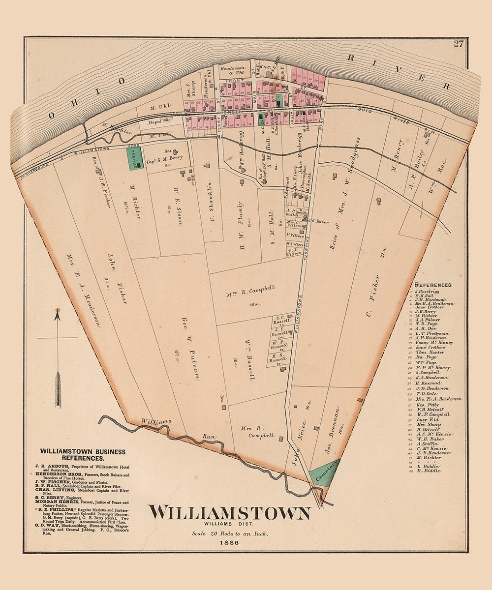 1886 Map of Williamstown West Virginia