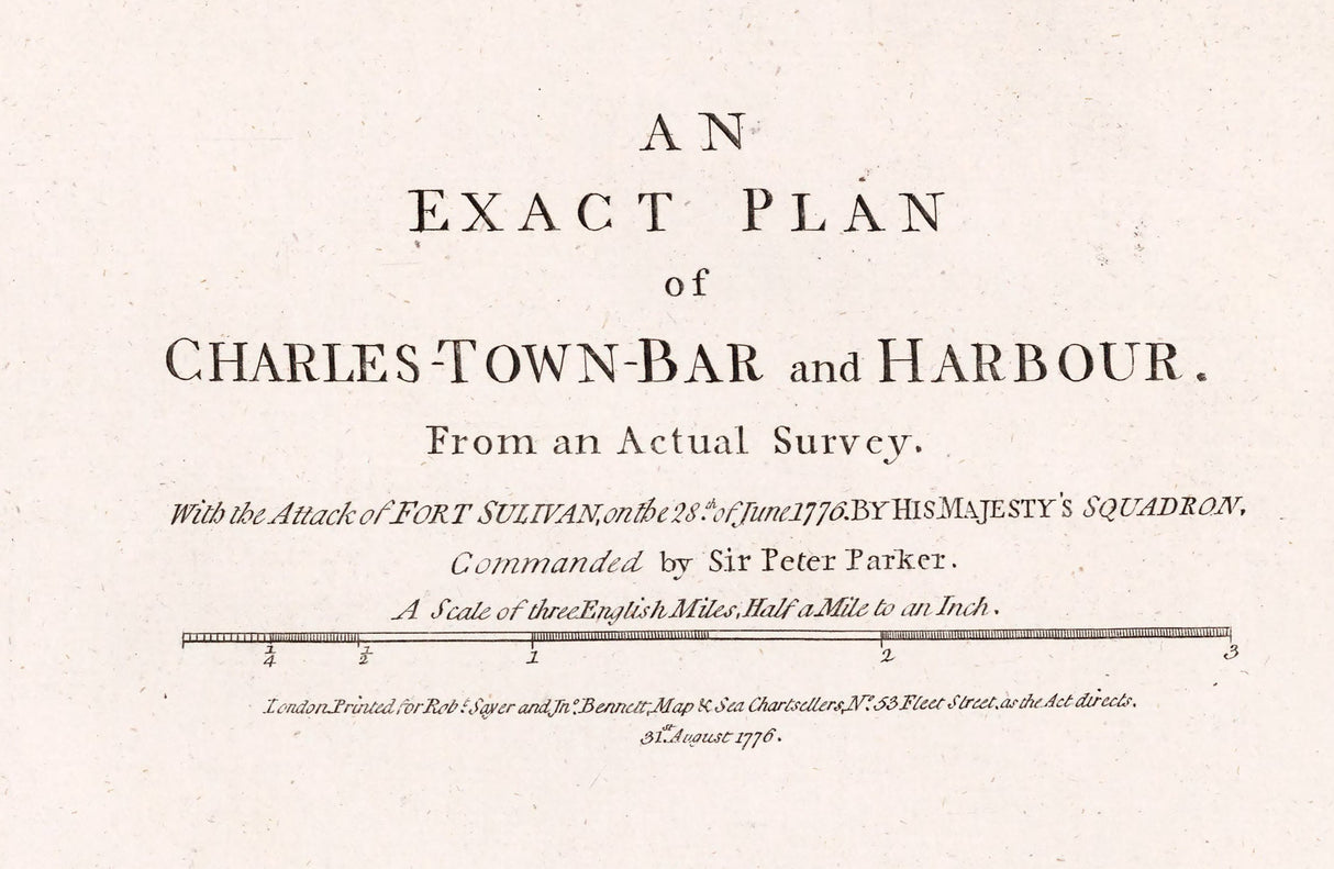 1776 Chart Map of Charleston South Carolina and Harbor