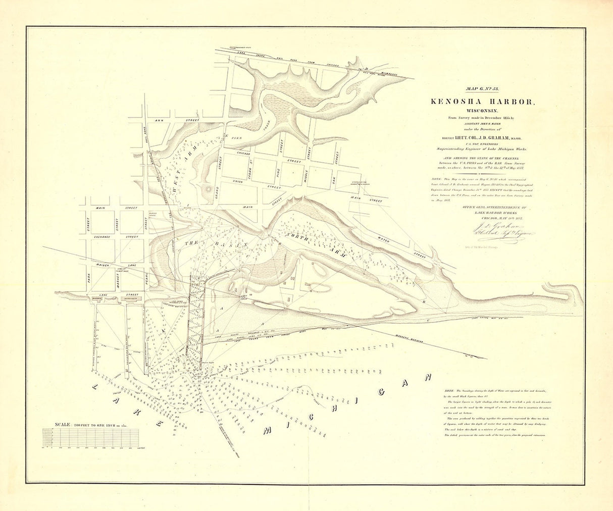 1857 Map of Kenosha Harbor Wisconsin