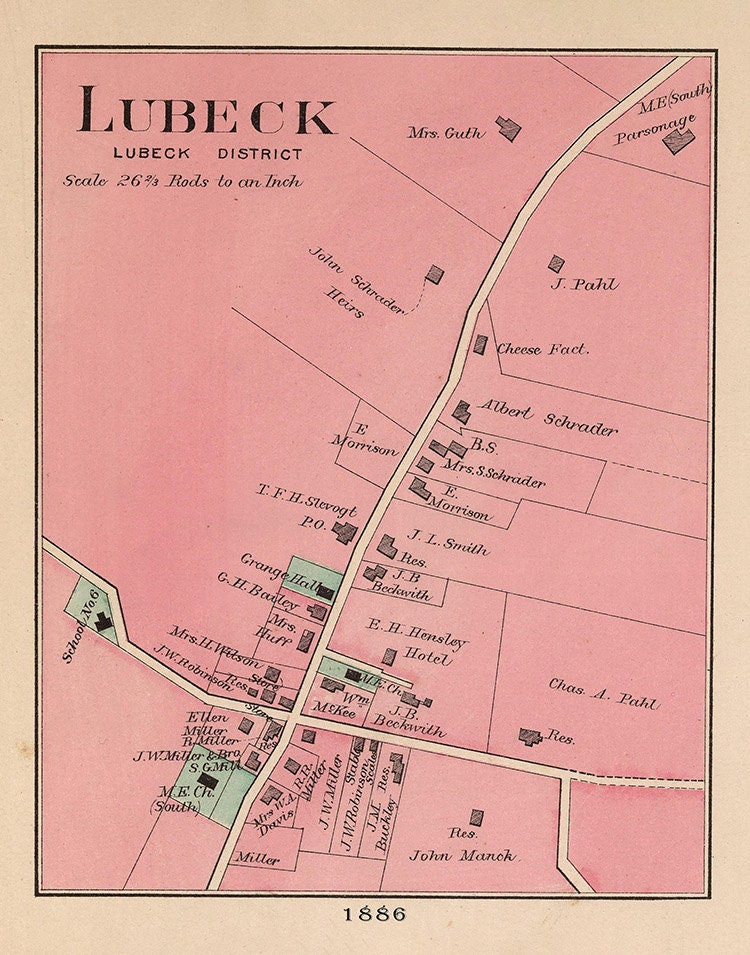 1886 Map of Lubeck West Virginia