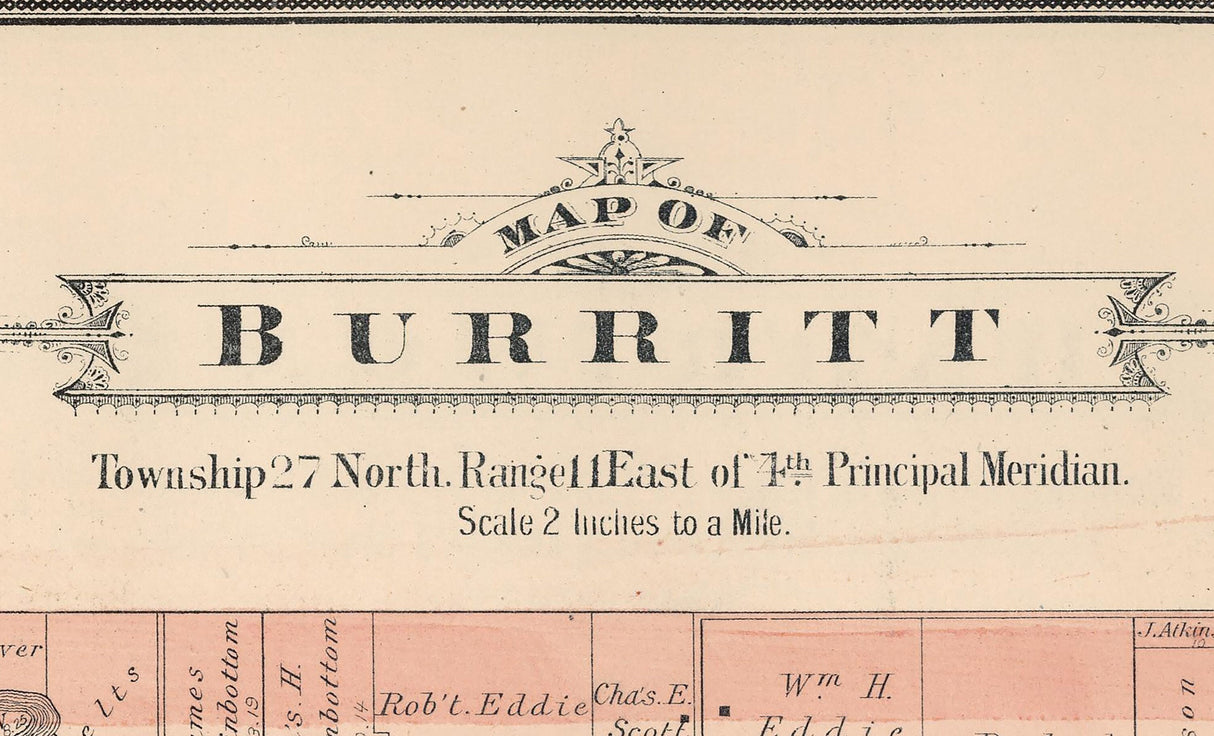 1886 Map of Burritt Township Winnebago County Illinois