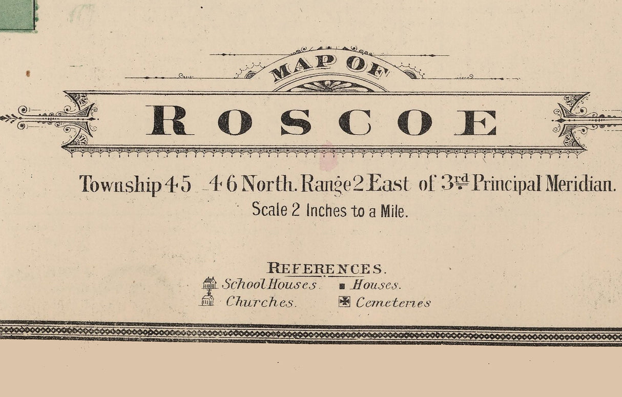 1886 Map of Roscoe Township Winnebago County Illinois