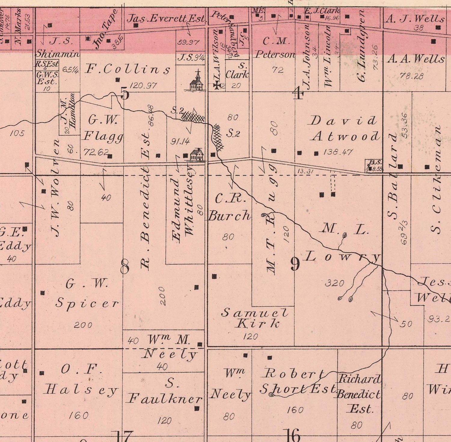 1886 Map of Seward Township Winnebago County Illinois
