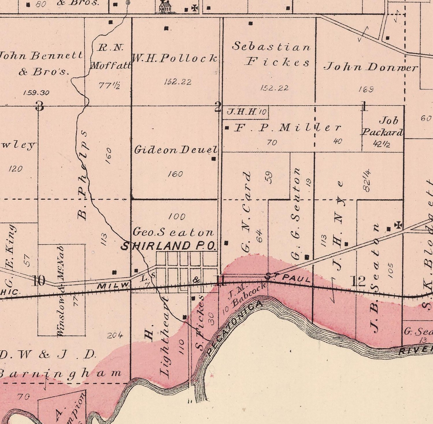 1886 Map of Shirland Township Winnebago County Illinois