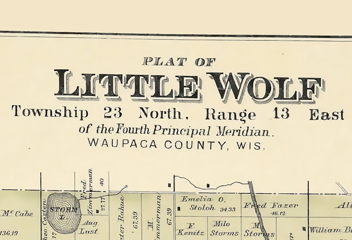 1889 Map of Little Wolf Township Waupaca County Wisconsin
