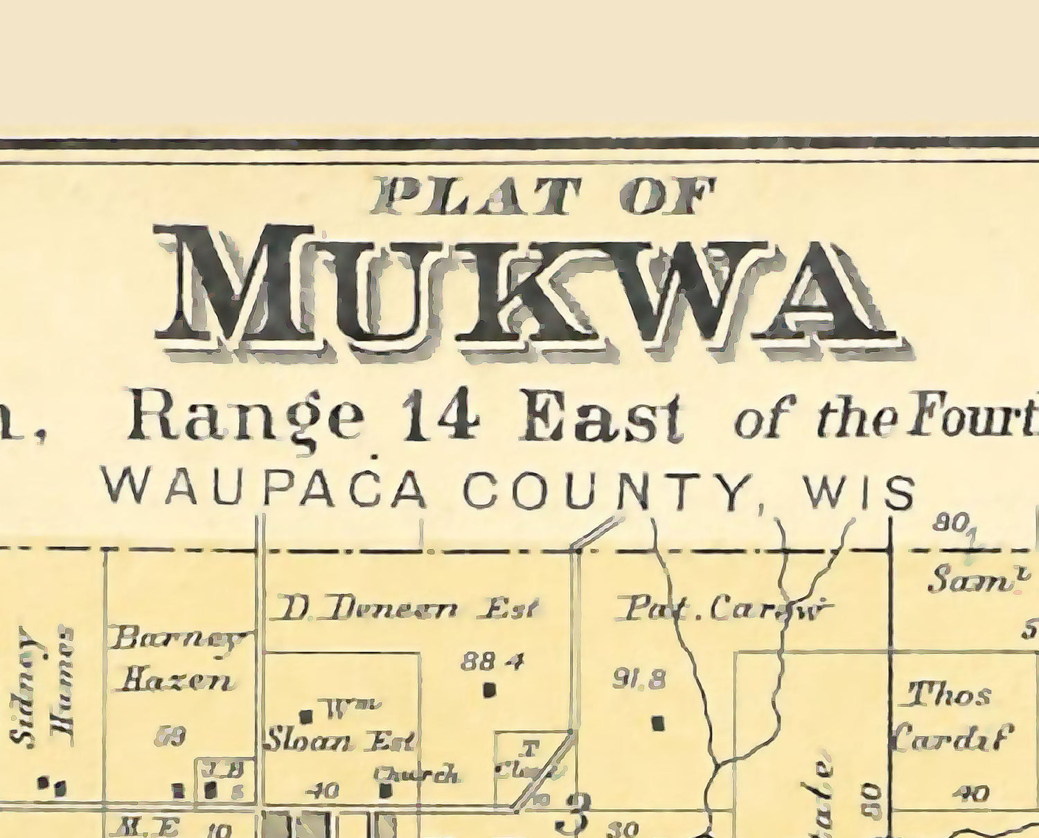 1889 Map of Mukwa Township Waupaca County Wisconsin