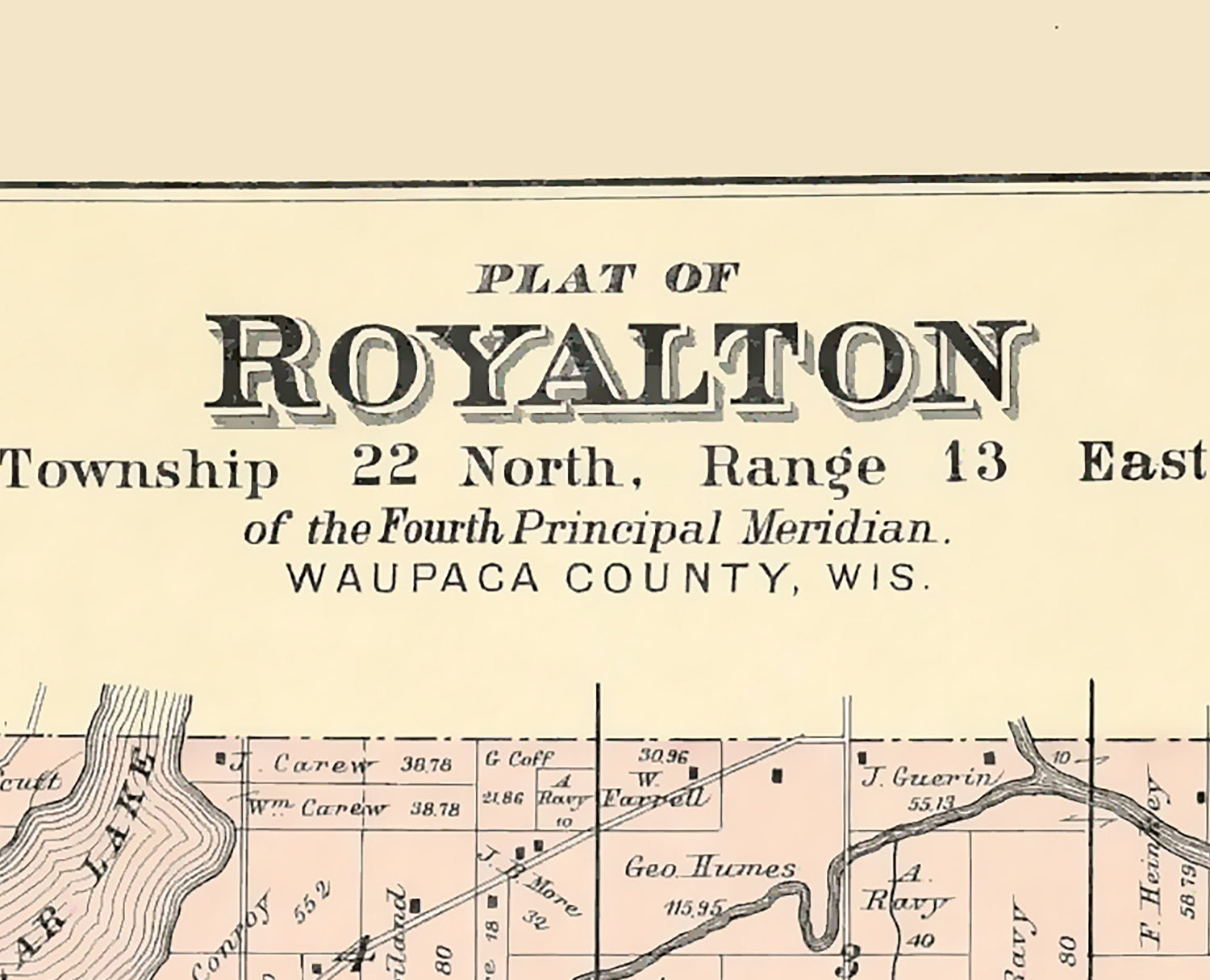 1889 Map of Royalton Township Waupaca County Wisconsin