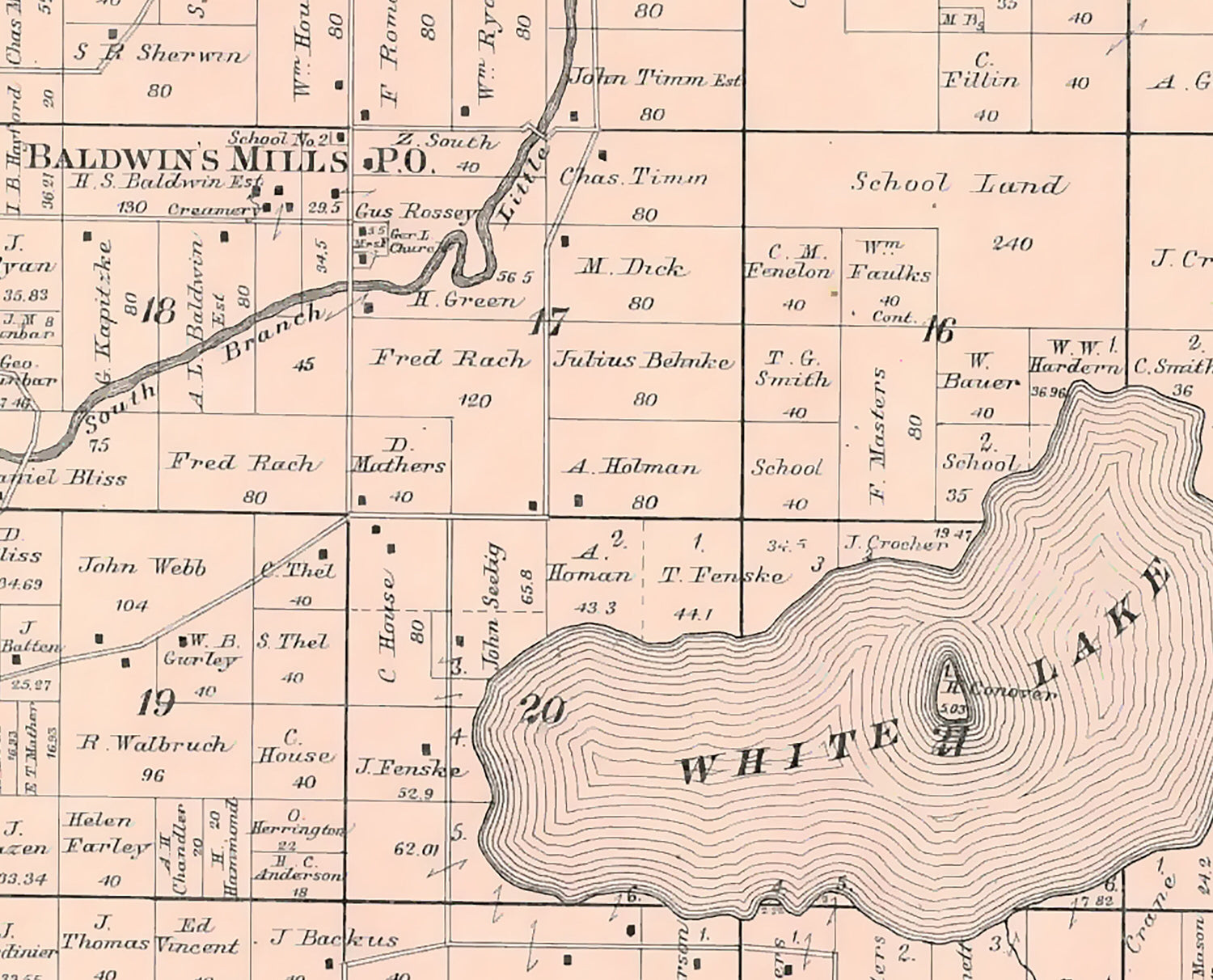 1889 Map of Royalton Township Waupaca County Wisconsin