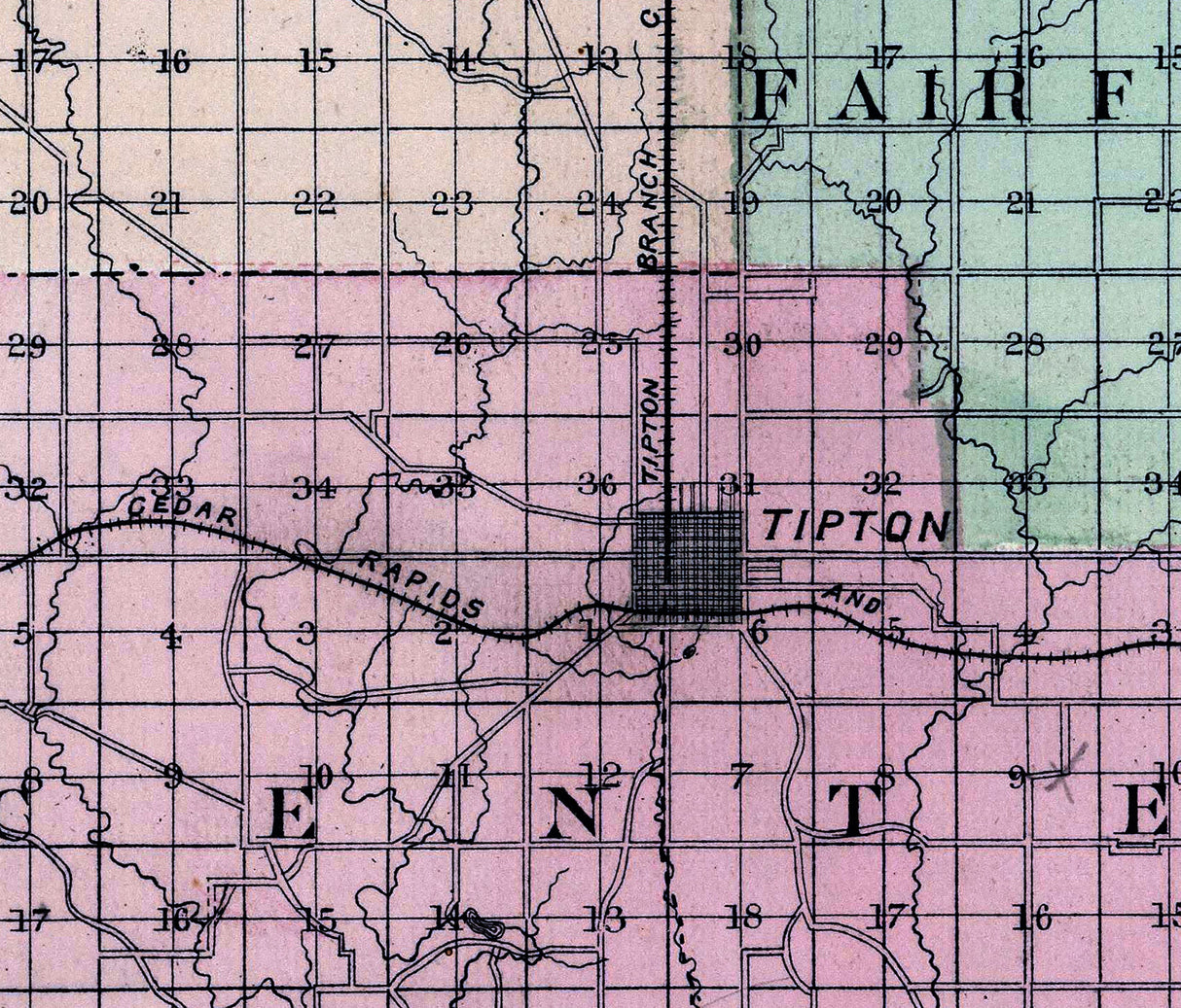 1885 Map of Cedar County Iowa
