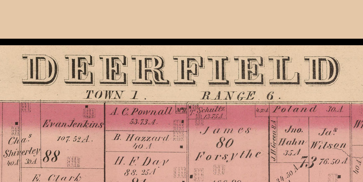 1874 Map of Deerfield Township Portage County Ohio