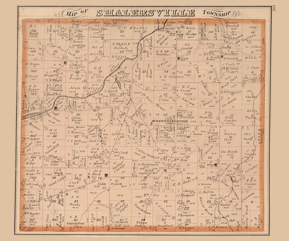 1874 Map of Shalersville Township Portage County Ohio
