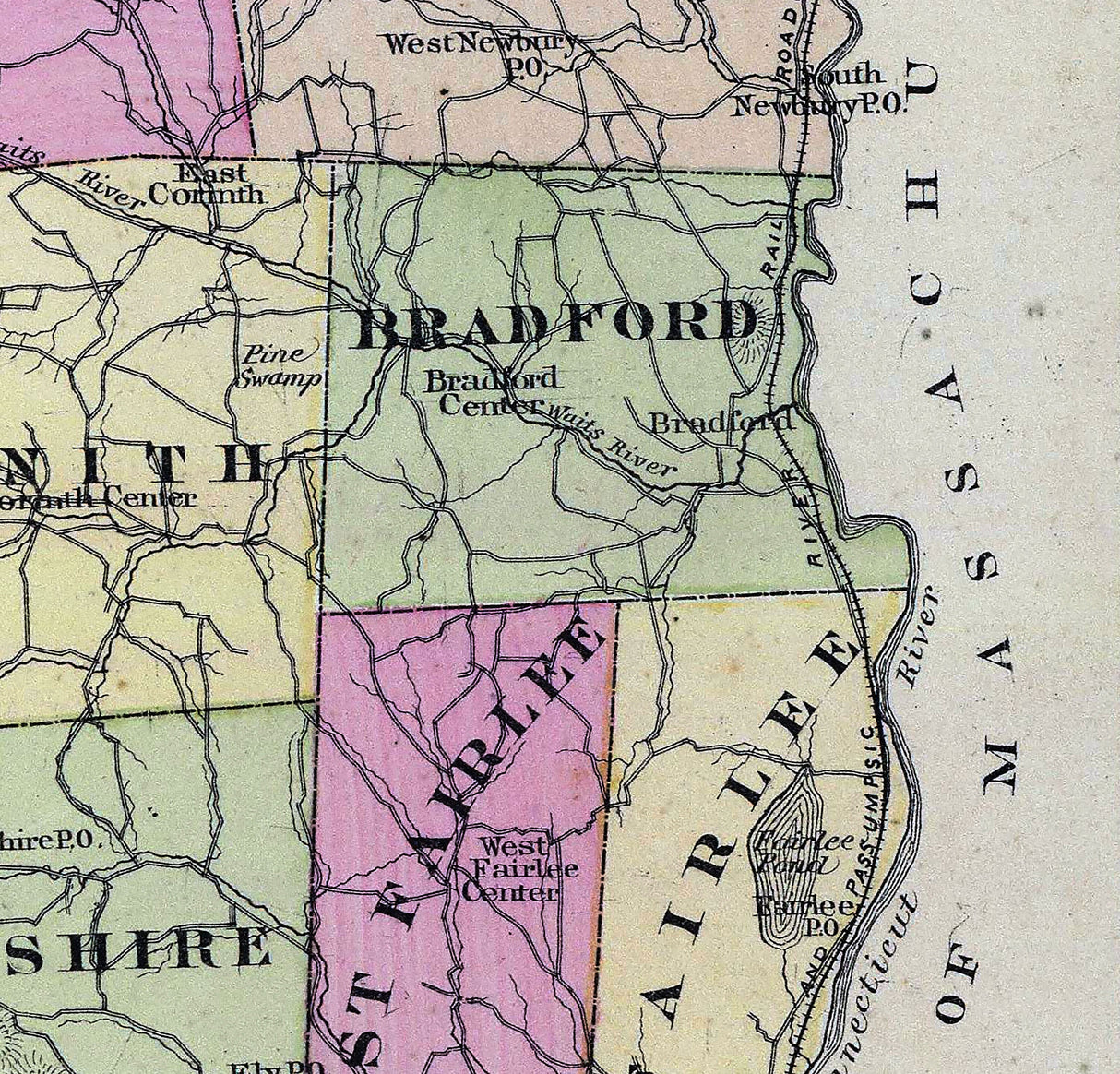 1876 Map of Orange County Vermont