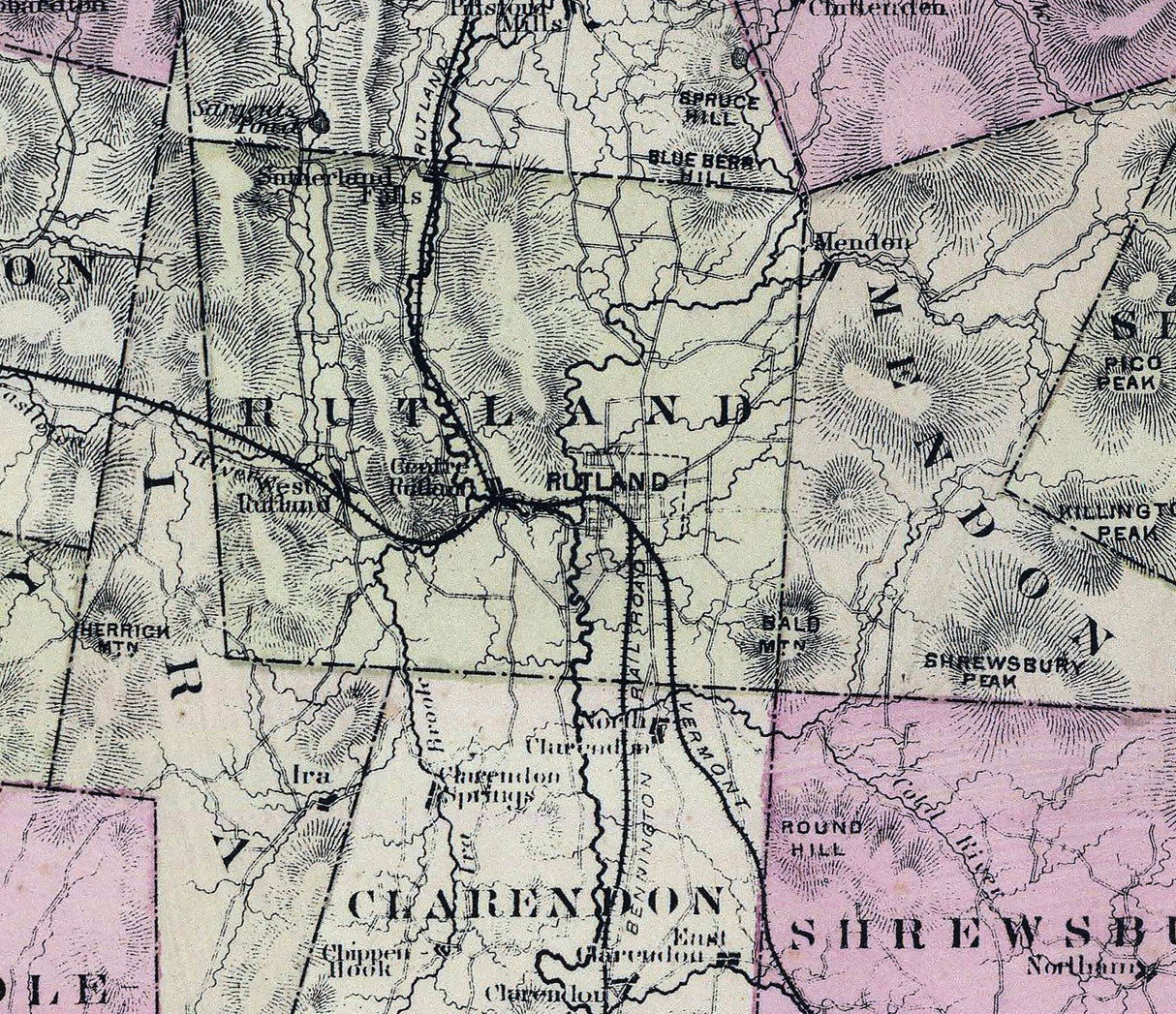 1876 Map of Rutland County Vermont