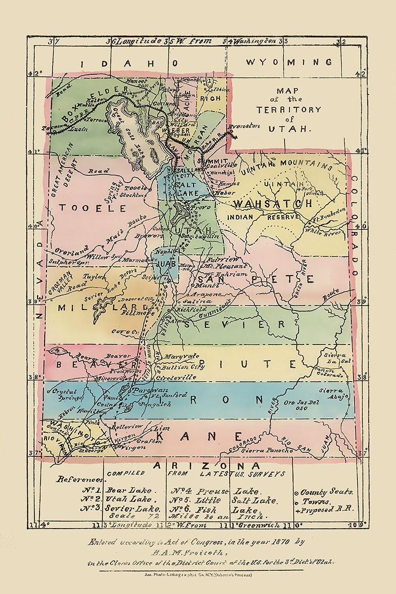 1870 Map of Utah