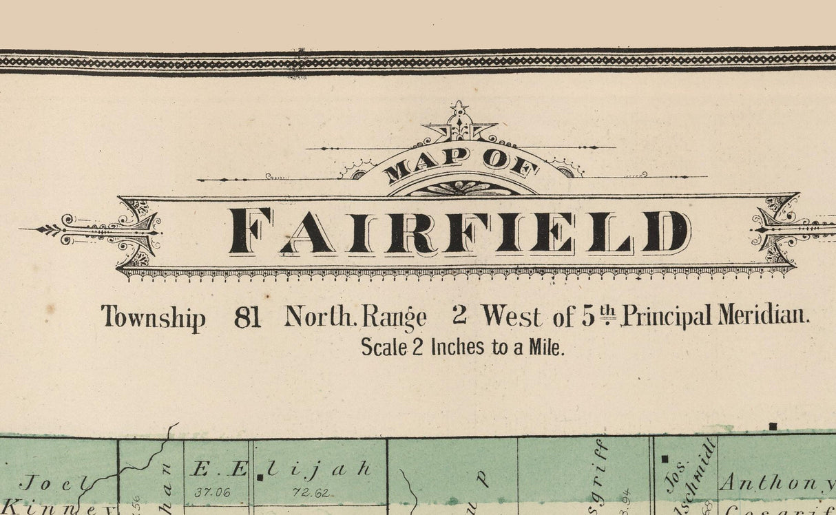 1885 Map of Fairfield Township Cedar County Iowa