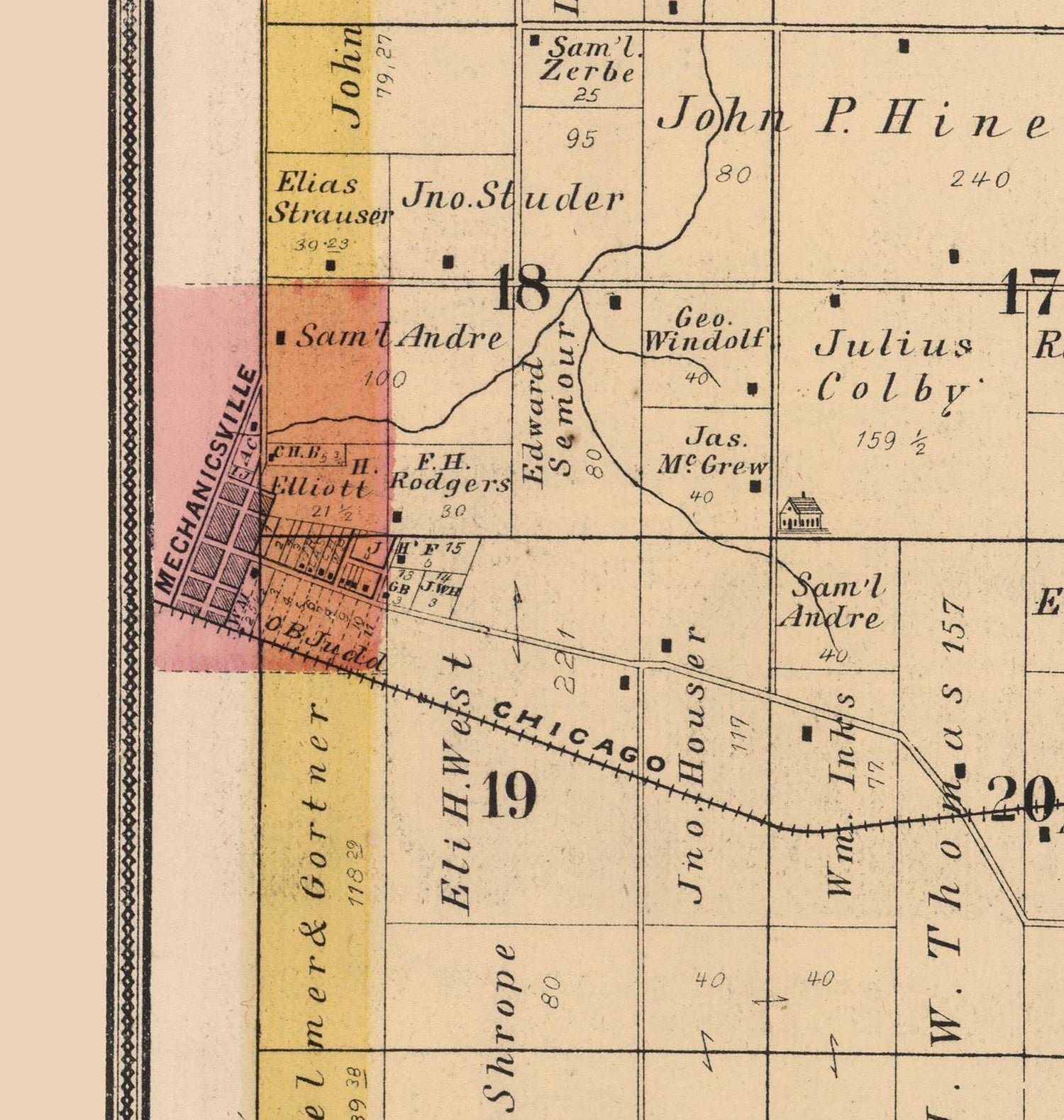 1885 Map of Fremont Township Cedar County Iowa