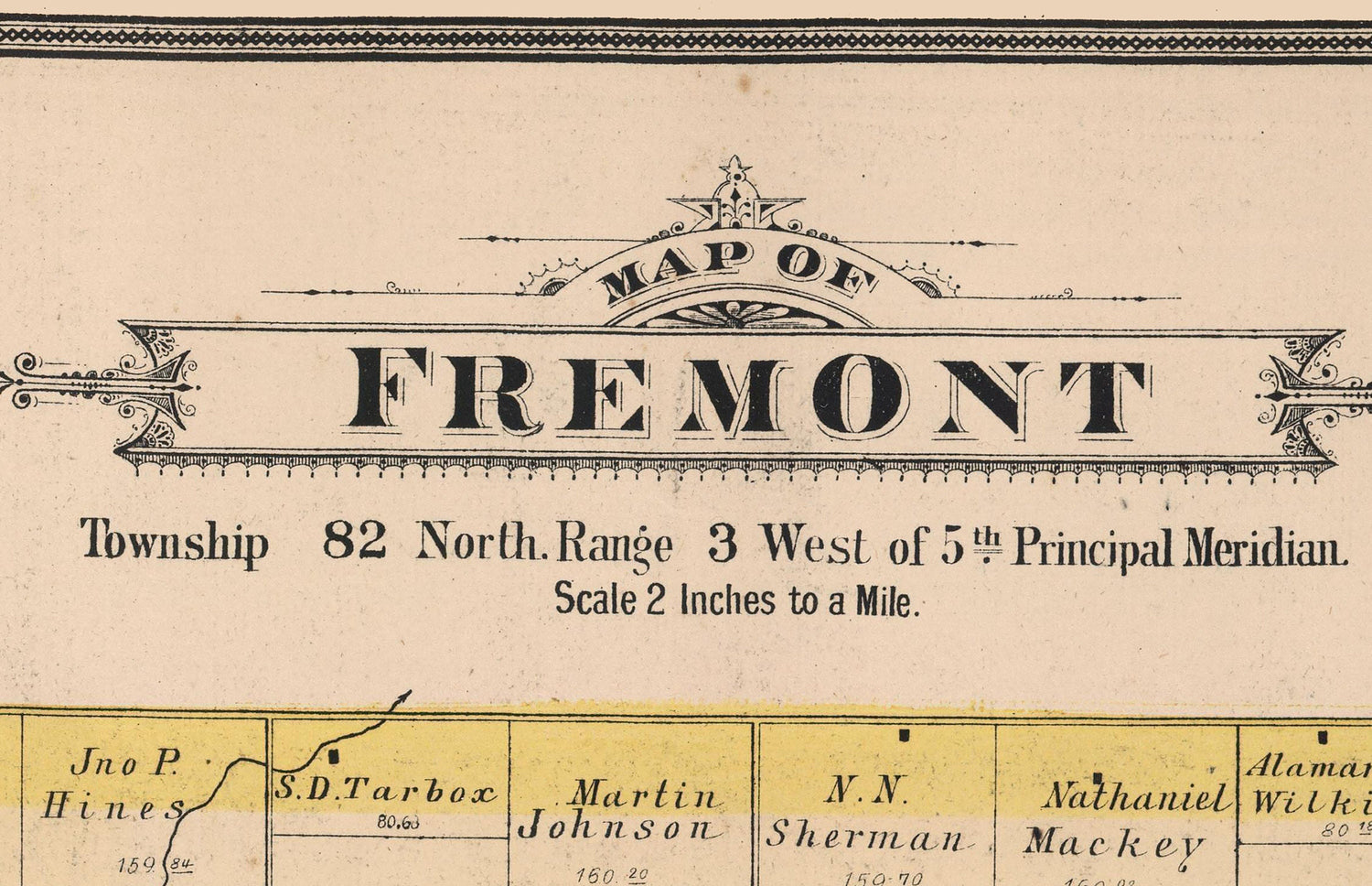 1885 Map of Fremont Township Cedar County Iowa